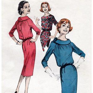 Vintage 60s Dress Pattern, Roll Collar Sheath Dress, Butterick 8699, 34" Bust